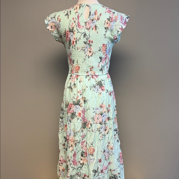 August Sky Floral Maxi Dress Mint Green Size Large Romantic Tiered - Picture 4 of 6